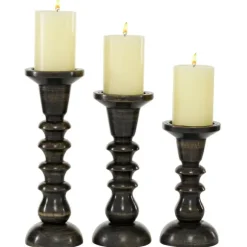 Kirkland's Home Candle Holders-Bronze Wood Column Candle Holders, Set Of 3