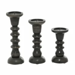 Kirkland's Home Candle Holders-Bronze Wood Column Candle Holders, Set Of 3