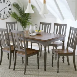 Kirkland's Home Dining Tables-Brown And Gray Traditional Wood Dining Table
