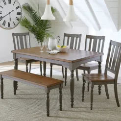 Kirkland's Home Dining Tables-Brown And Gray Traditional Wood Dining Table