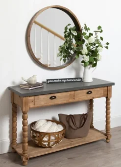 Kirkland's Home Console Tables-Brown And Gray Wood 2-Drawer Console Table