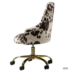 Kirkland's Home Office Furniture-Brown And White Upholstered Cow Print Office Chair