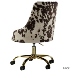 Kirkland's Home Office Furniture-Brown And White Upholstered Cow Print Office Chair