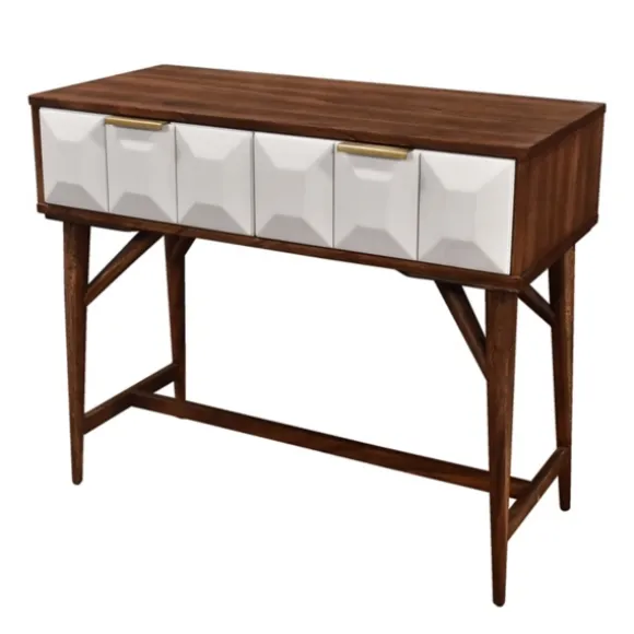 Kirkland's Home Console Tables-Brown And White Wood 2-Drawer Console Table