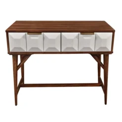 Kirkland's Home Console Tables-Brown And White Wood 2-Drawer Console Table