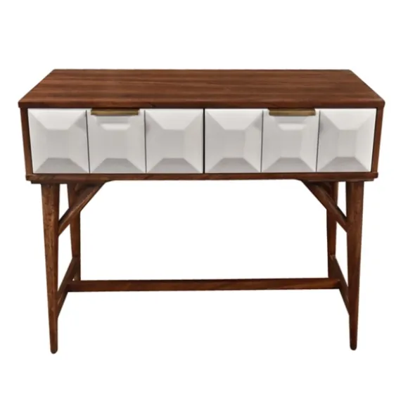 Kirkland's Home Console Tables-Brown And White Wood 2-Drawer Console Table