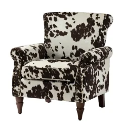 Kirkland's Home Accent Chairs-Brown Cow Print Upholstered Accent Chair
