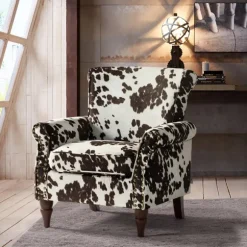 Kirkland's Home Accent Chairs-Brown Cow Print Upholstered Accent Chair