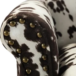 Kirkland's Home Accent Chairs-Brown Cow Print Upholstered Accent Chair