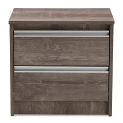 Kirkland's Home Nightstands-Brown Oak Wood Finish 2-Drawer Nightstand
