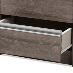 Kirkland's Home Nightstands-Brown Oak Wood Finish 2-Drawer Nightstand