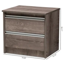 Kirkland's Home Nightstands-Brown Oak Wood Finish 2-Drawer Nightstand