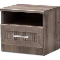 Kirkland's Home Nightstands-Brown Oak Wood Finish Open Shelf Nightstand