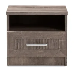 Kirkland's Home Nightstands-Brown Oak Wood Finish Open Shelf Nightstand