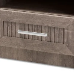 Kirkland's Home Nightstands-Brown Oak Wood Finish Open Shelf Nightstand