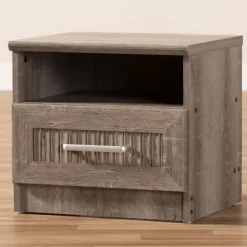 Kirkland's Home Nightstands-Brown Oak Wood Finish Open Shelf Nightstand