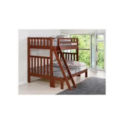 Kirkland's Home Beds & Headboards-Brown Pine Wood Detachable Full And Twin Bunk Bed