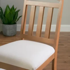 Kirkland's Home Dining Chairs-Brown Slatted Upholstered Dining Chairs, Set Of 2