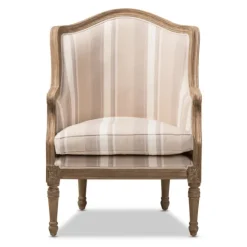Kirkland's Home Accent Chairs-Brown Striped Upholstered Accent Chair