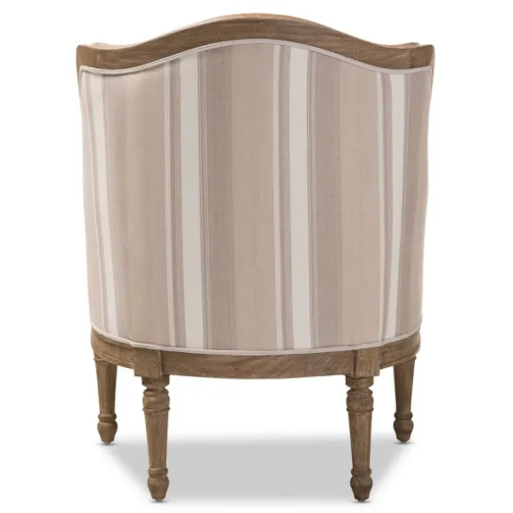 Kirkland's Home Accent Chairs-Brown Striped Upholstered Accent Chair
