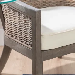 Kirkland's Home Accent Chairs-Brown Wicker Wood Curved Back Accent Chair