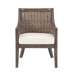 Kirkland's Home Accent Chairs-Brown Wicker Wood Curved Back Accent Chair