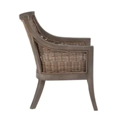 Kirkland's Home Accent Chairs-Brown Wicker Wood Curved Back Accent Chair
