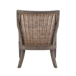 Kirkland's Home Accent Chairs-Brown Wicker Wood Curved Back Accent Chair