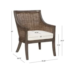 Kirkland's Home Accent Chairs-Brown Wicker Wood Curved Back Accent Chair