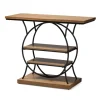 Kirkland's Home Console Tables-Brown Wood And Metal Circle Center Console Table