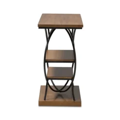 Kirkland's Home Console Tables-Brown Wood And Metal Circle Center Console Table