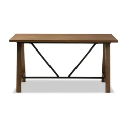 Kirkland's Home Office Furniture-Brown Wood And Metal Linear Base Desk