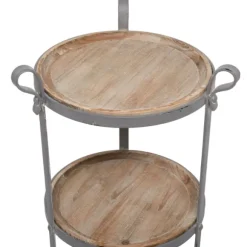 Kirkland's Home Accent & End Tables-Brown Wood And Metal 3-Tier Side Table