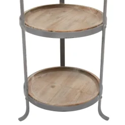 Kirkland's Home Accent & End Tables-Brown Wood And Metal 3-Tier Side Table