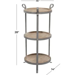 Kirkland's Home Accent & End Tables-Brown Wood And Metal 3-Tier Side Table