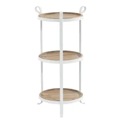 Kirkland's Home Accent & End Tables-Brown Wood And Metal 3-Tier Side Table