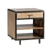 Kirkland's Home Accent & End Tables-Brown Wood And Metal Trim Single Drawer Side Table
