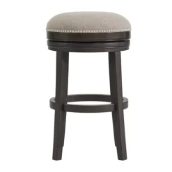 Kirkland's Home Bar Stools & Counter Height Stools-Brown Wood Backless Swivel Bar Stool