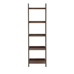 Kirkland's Home Bookshelves-Brown Wooden Five-Tier Ladder Bookshelf