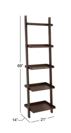 Kirkland's Home Bookshelves-Brown Wooden Five-Tier Ladder Bookshelf