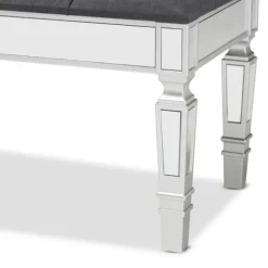 Kirkland's Home Benches & Ottomans-Button Tufted Bench With Mirrored Base