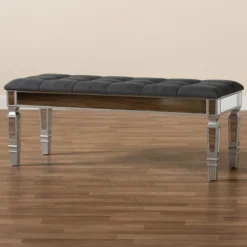 Kirkland's Home Benches & Ottomans-Button Tufted Bench With Mirrored Base