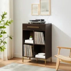 Kirkland's Home Bookshelves-Cadence Gold Record Storage Bookcase