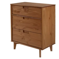 Kirkland's Home Dressers & Chests-Caramel Mid-Century Modern 3-Drawer Wood Chest