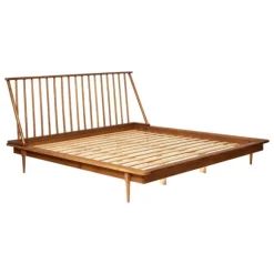 Kirkland's Home Beds & Headboards-Caramel Mid-Century Modern Platform King Bed Frame