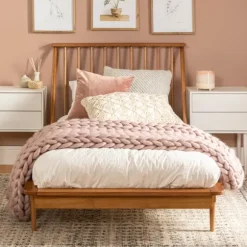 Kirkland's Home Beds & Headboards-Caramel Mid-Century Modern Twin Bed Frame