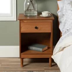 Kirkland's Home Nightstands-Caramel One-Drawer Wood Nightstand