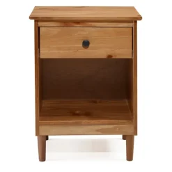 Kirkland's Home Nightstands-Caramel One-Drawer Wood Nightstand