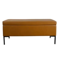 Kirkland's Home Benches & Ottomans-Caramel Vegan Leather Storage Bench