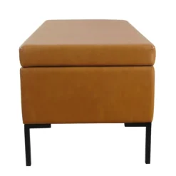 Kirkland's Home Benches & Ottomans-Caramel Vegan Leather Storage Bench